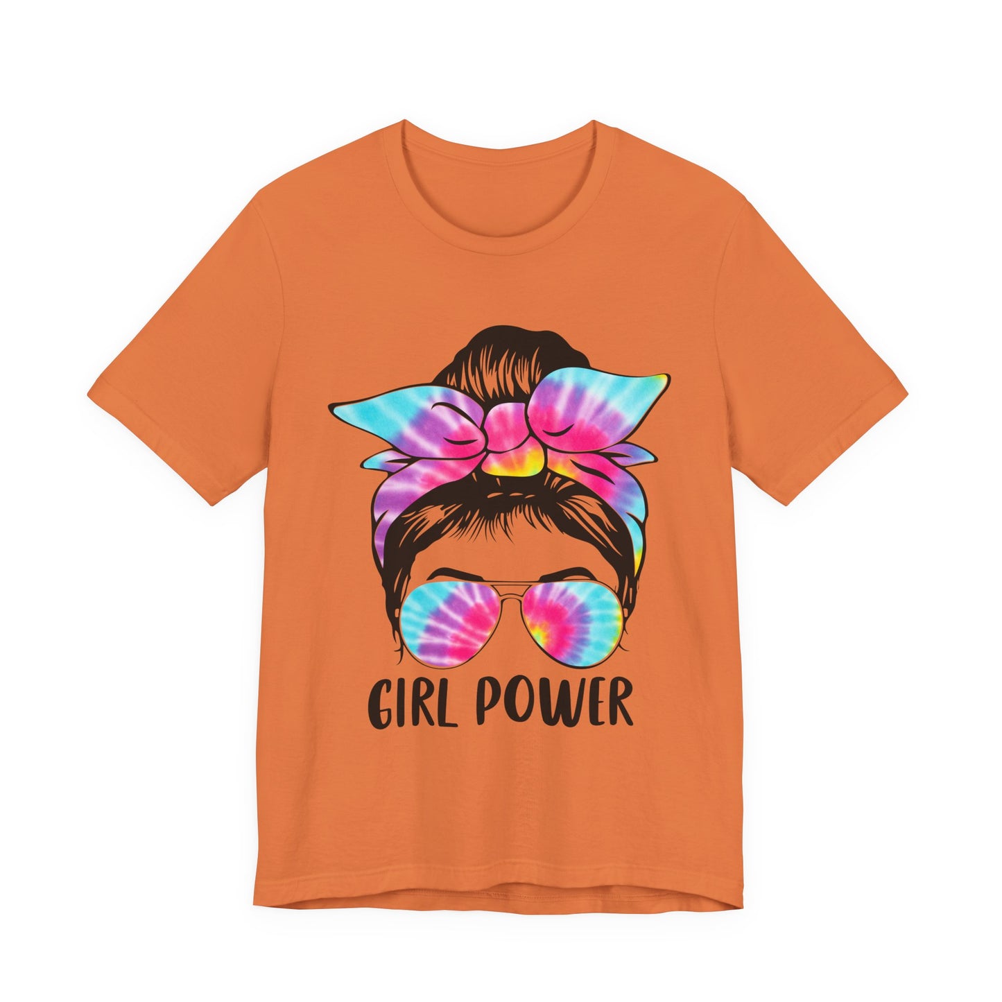 Girl Power Tie-Dye Tee, Unisex Short Sleeve Shirt, Feminist Apparel, Gift for Her, Casual Everyday Wear, Birthday Present Burnt Orange