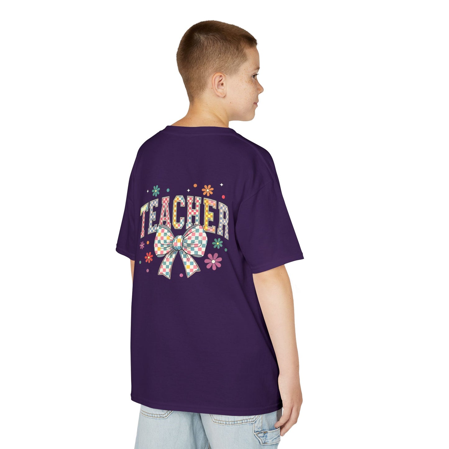 Teacher Kids Tee with Colorful Bow Design, Perfect for Back to School, Teacher Appreciation, Birthday Gift, Fun Classroom Wear