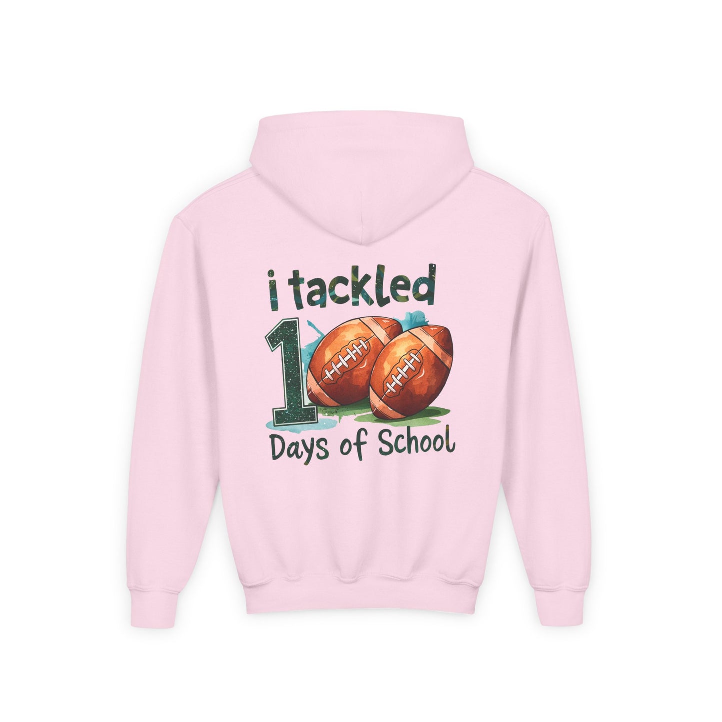 Youth Football Event Hoodie, 100 Days of School Sweatshirt, Back to School Gift, Student Motivation, Sports Lover Apparel
