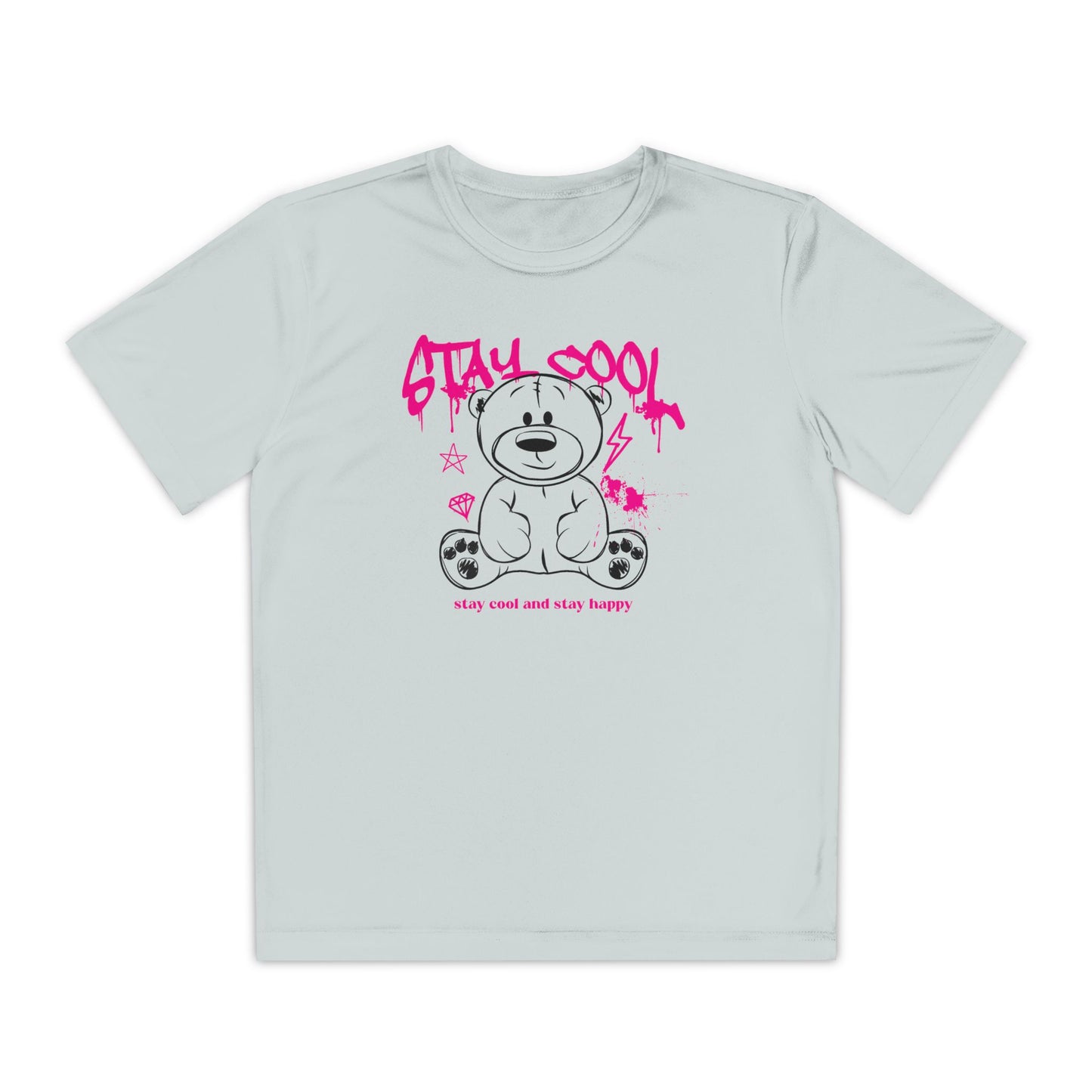 Youth Tee - Stay Cool Bear | Trendy Kids Shirt, Fun Tee for Boys and Girls, Casual Wear, Birthday Gift, Summer Style Silver