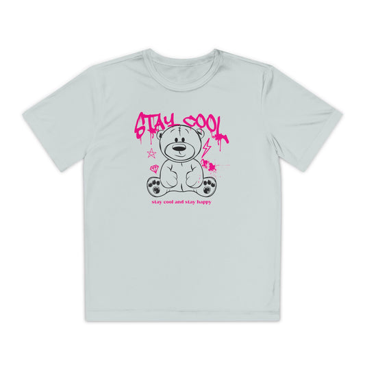 Youth Tee - Stay Cool Bear | Trendy Kids Shirt, Fun Tee for Boys and Girls, Casual Wear, Birthday Gift, Summer Style Silver