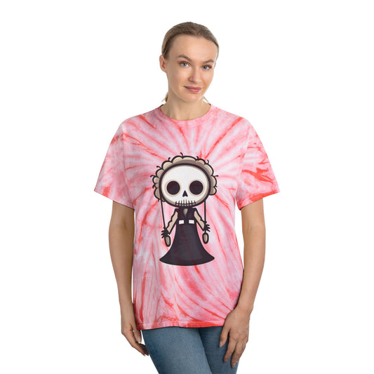Skeleton Puppet Tie-Dye Tee, Spooky Vibes, Perfect for Halloween, Casual Outfit, Trendy Gift - Cozy Kawaii LLC
