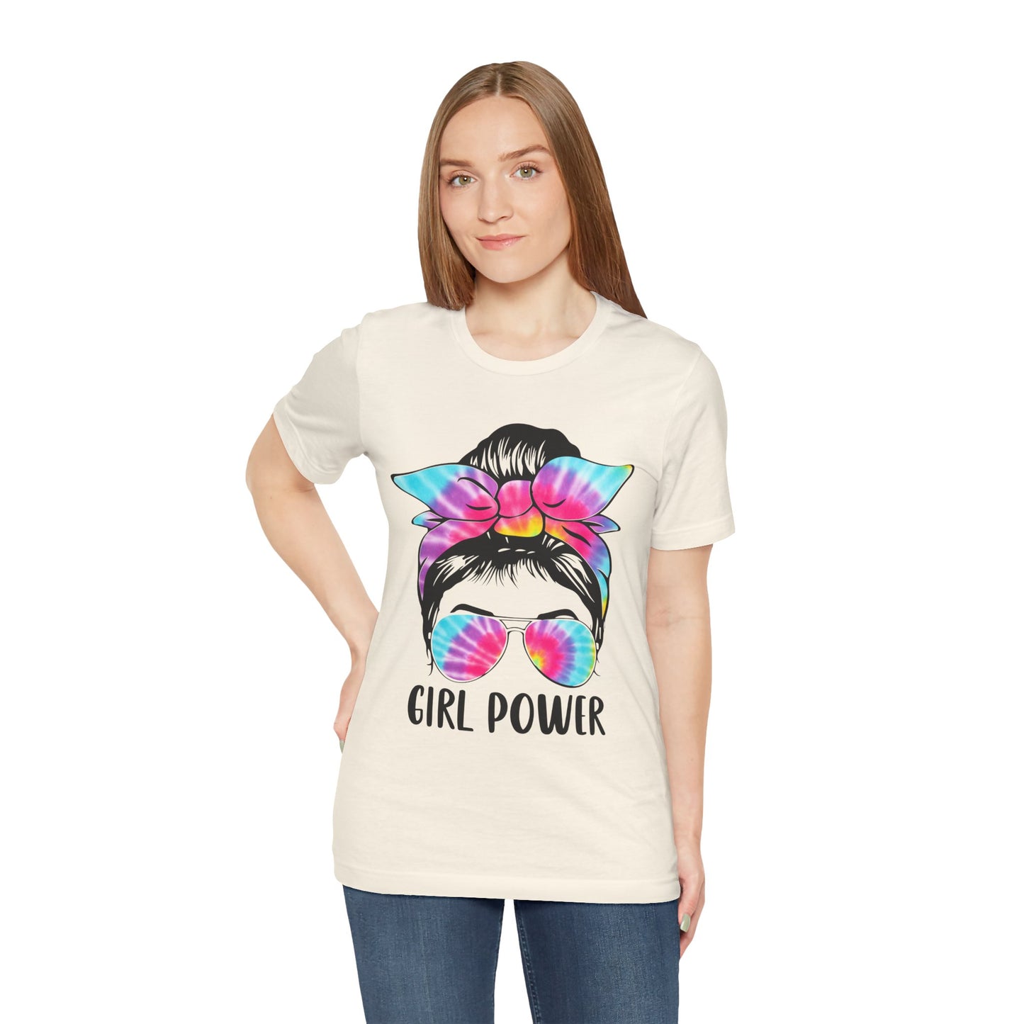 Girl Power Tie-Dye Tee, Unisex Short Sleeve Shirt, Feminist Apparel, Gift for Her, Casual Everyday Wear, Birthday Present