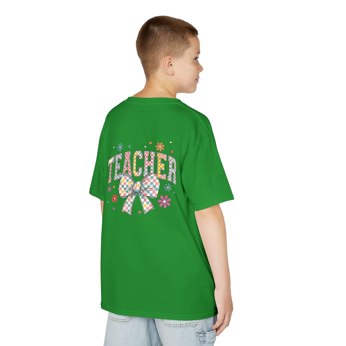 Teacher Kids Tee with Colorful Bow Design, Perfect for Back to School, Teacher Appreciation, Birthday Gift, Fun Classroom Wear
