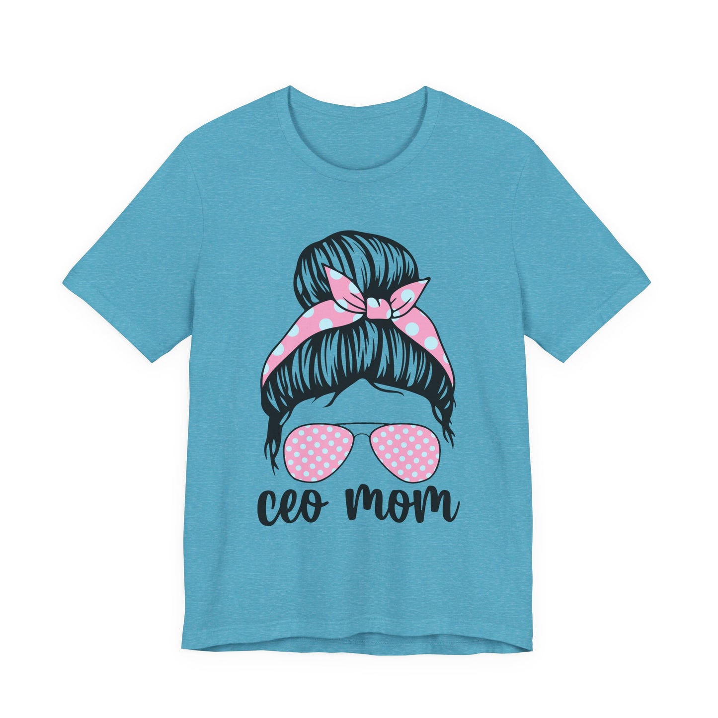 CEO Mom Short Sleeve Tee – Trendy Mom T-Shirt, Gift for Moms, Mother's Day Gift, Casual Shirt, Parenting Apparel Heather Aqua