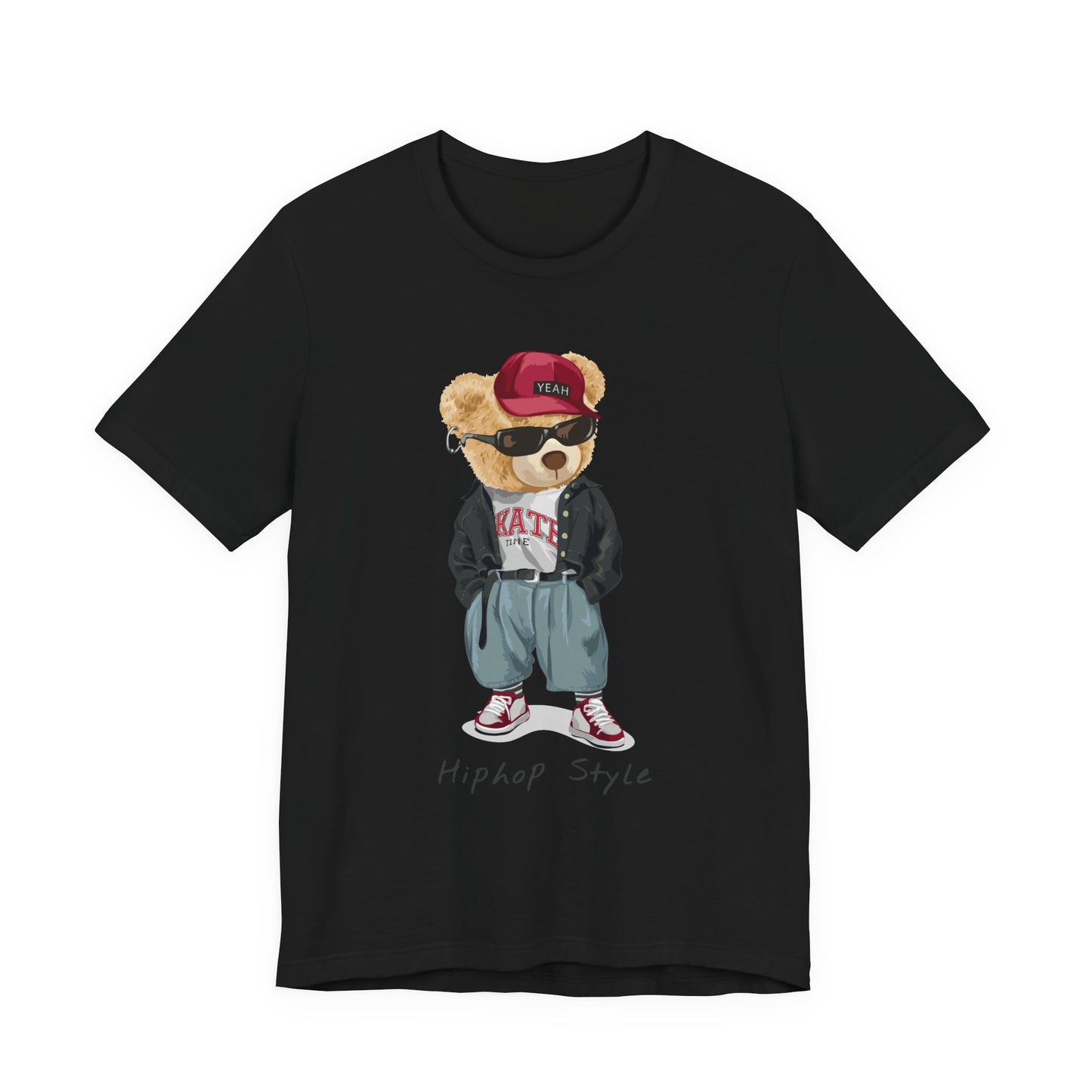 Cool Hip-Hop Bear T-Shirt with Vintage Vibe, Unisex Casual Tee, Gift for Streetwear Lovers, Trendy Music Gear, Urban Style Apparel