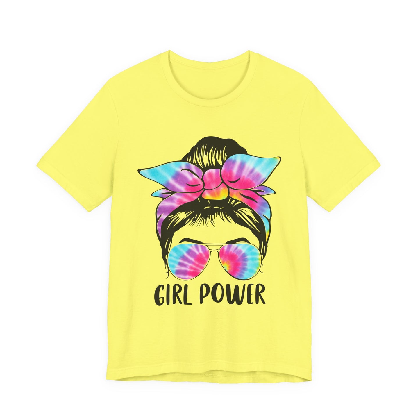 Girl Power Tie-Dye Tee, Unisex Short Sleeve Shirt, Feminist Apparel, Gift for Her, Casual Everyday Wear, Birthday Present Yellow