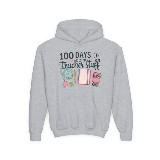 Teacher Appreciation Youth Hoodie, Perfect for School Days, Gifts for Educators, 100 Days of Teacher Stuff, Cozy Classroom Wear, Fun Sport Grey