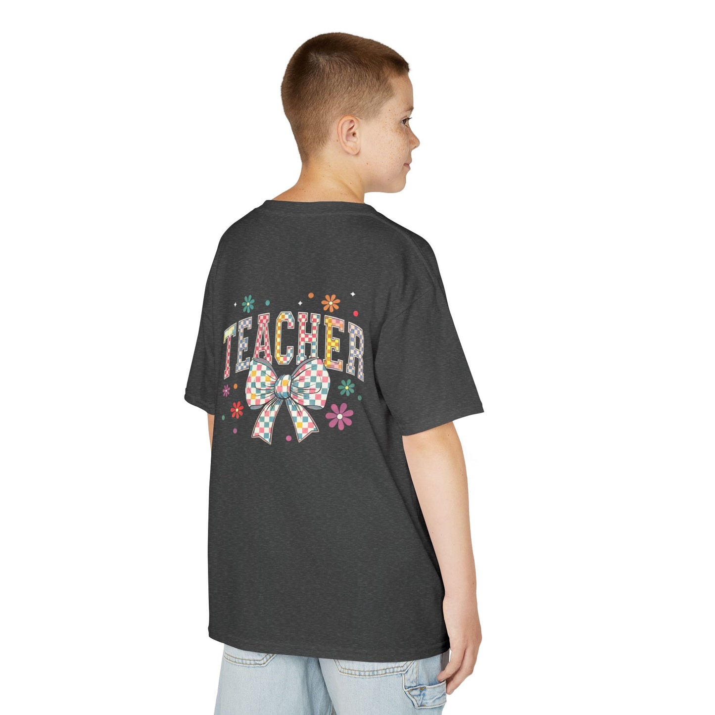 Teacher Kids Tee with Colorful Bow Design, Perfect for Back to School, Teacher Appreciation, Birthday Gift, Fun Classroom Wear