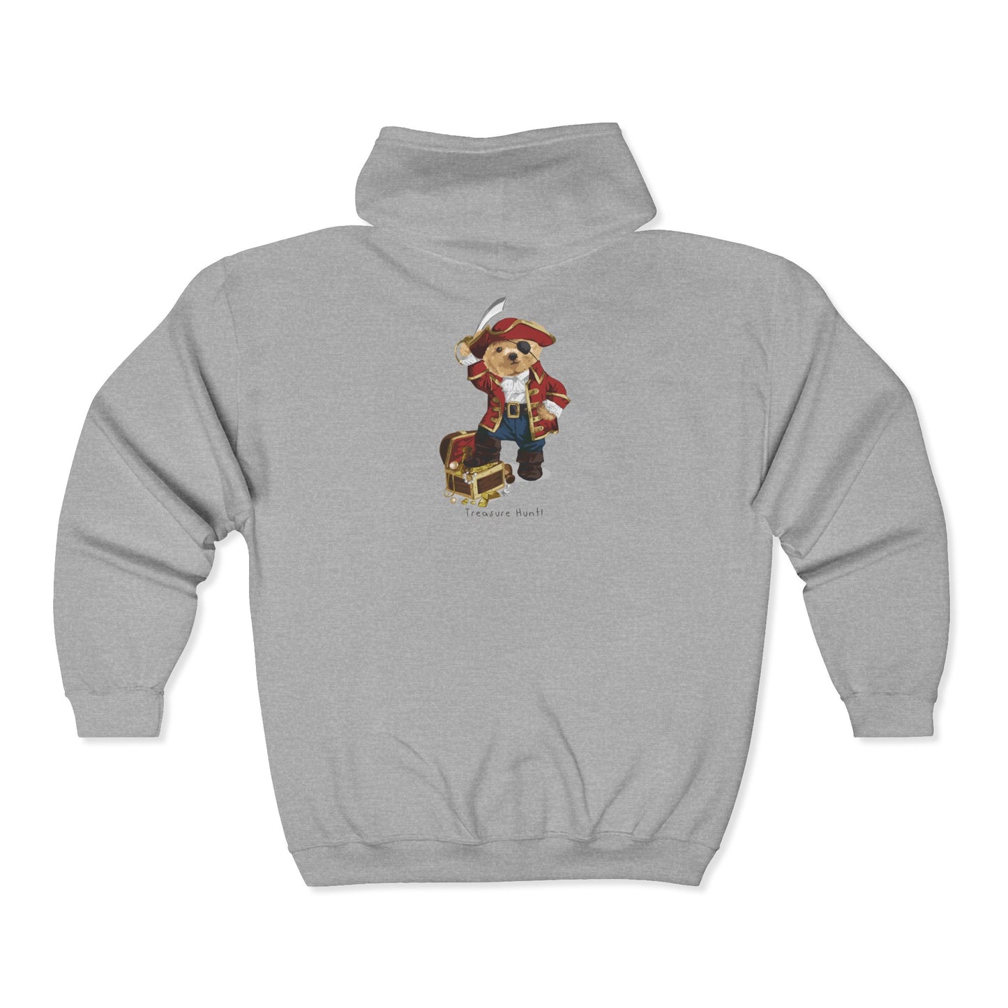 Pirate Bear Hoodie - Cozy Unisex Zip-Up Sweatshirt for Kids & Adults, Perfect for Birthdays, Halloween, or Gift-Giving