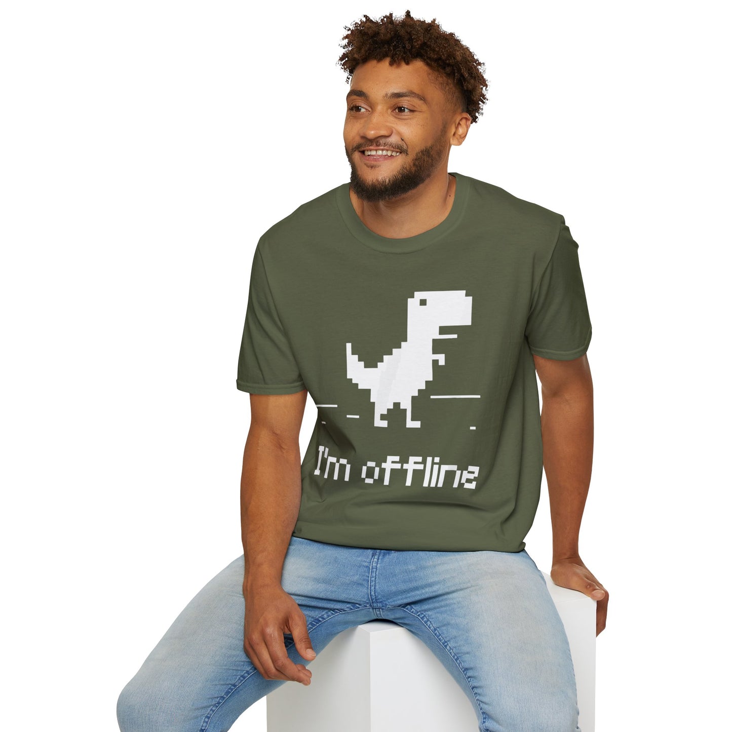 Retro Dinosaur Tee - I'm Offline T-Shirt | Perfect Gift for Gamers, Casual Wear, Retro Design, Birthday Surprise, Fun Gift