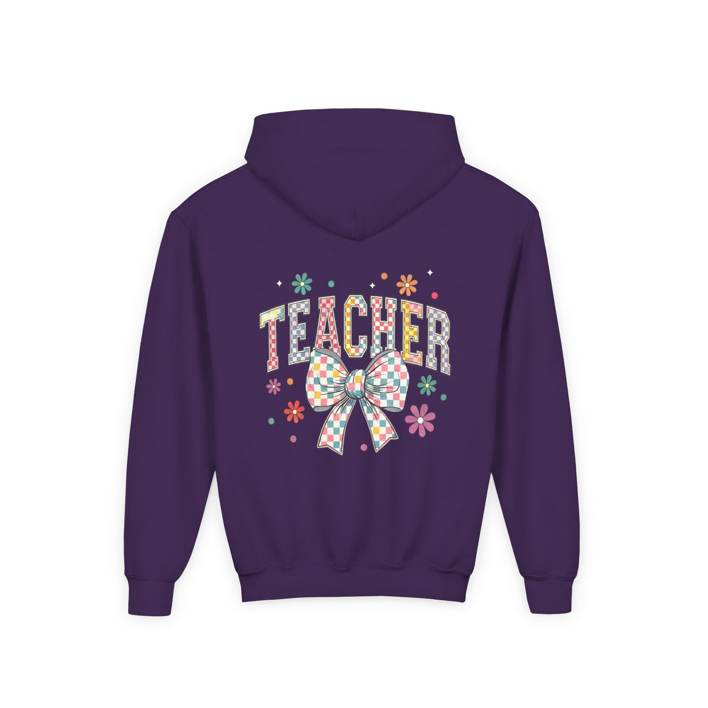 Teacher Appreciation Youth Hooded Sweatshirt - Cute Bow Design, Perfect Gift for Educators, Back to School, Christmas, Birthday