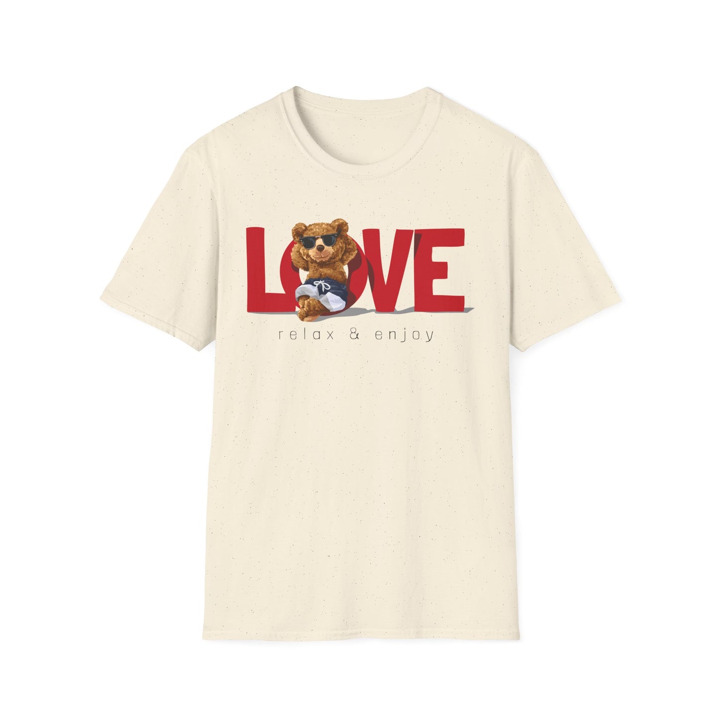 Love Bear Unisex Softstyle T-Shirt | Cute Casual Tee, Gift for Him/Her, Valentine’s Day, Birthday, Everyday Wear Natural