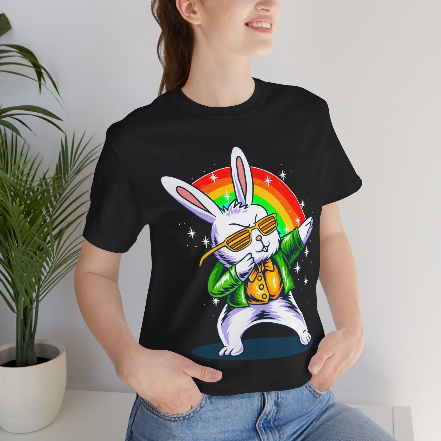 Cool Bunny Vibes Unisex Tee - Retro Rabbit Graphic T-Shirt, Fun Gift, Summer Wear, Festival Top, Animal Lover Apparel Black