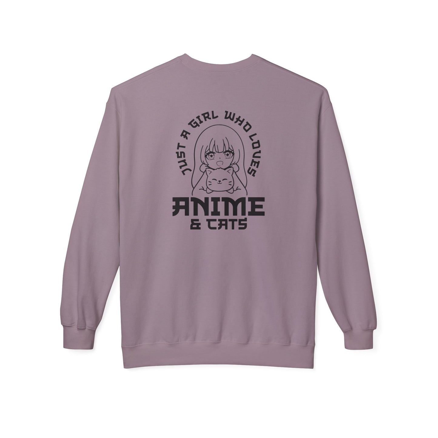 Anime & Cats Crewneck Sweatshirt, Cozy Gift for Anime Lovers, Cat Lover Apparel, Cute Anime Sweatshirt, Perfect for Casual Days
