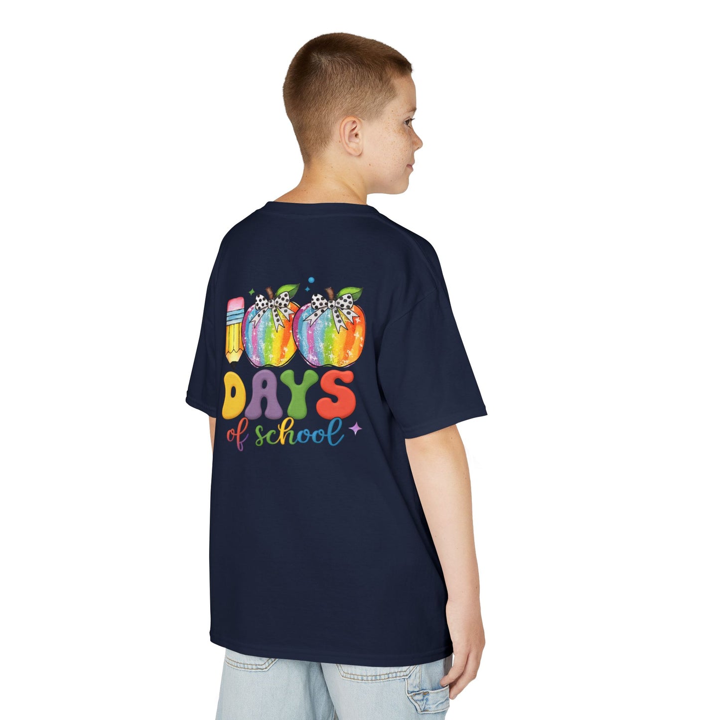 Colorful 100 Days of School Kids Tee, Fun T-Shirt, Back to School, Teacher Gift, Rainbow Design, Kid's Clothing