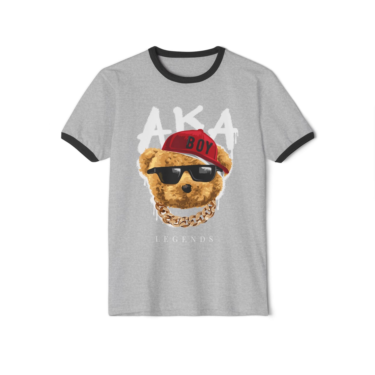 Cool Bear Graphic Ringer T-Shirt, Retro Style Tee, Unisex Casual Wear, Gift for Boys and Teens, Hip Hop Fashion Tee