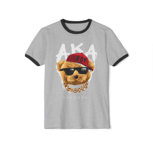 Cool Bear Graphic Ringer T-Shirt, Retro Style Tee, Unisex Casual Wear, Gift for Boys and Teens, Hip Hop Fashion Tee