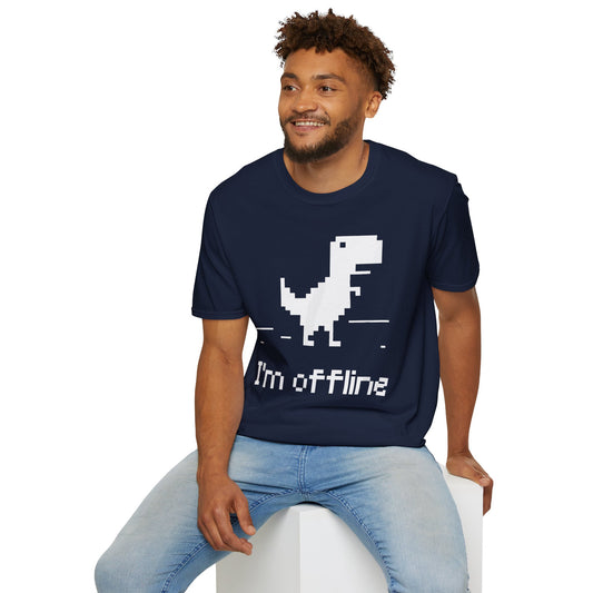Retro Dinosaur Tee - I'm Offline T-Shirt | Perfect Gift for Gamers, Casual Wear, Retro Design, Birthday Surprise, Fun Gift Navy