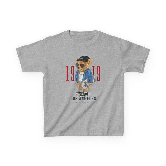 Vintage Kids Tee with Cool Bear Design, Fun Graphic T-Shirt, Cute Bear Apparel, Los Angeles 1979 Tee, Casual Everyday Wear Sport Grey