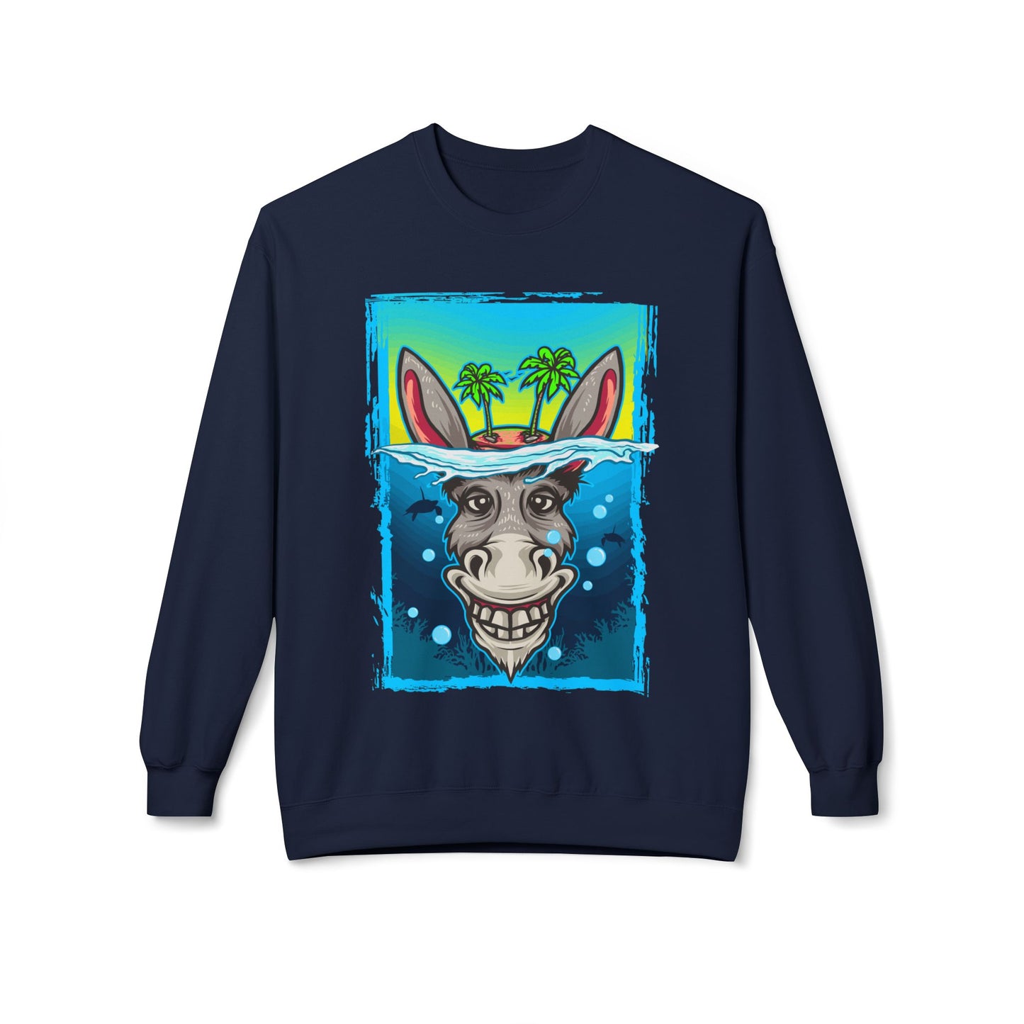 Playful Animal Graphic Crewneck Sweatshirt, Funny Sweatshirt, Unique Gift, Casual Wear, Unisex Apparel, Perfect for Parties Navy