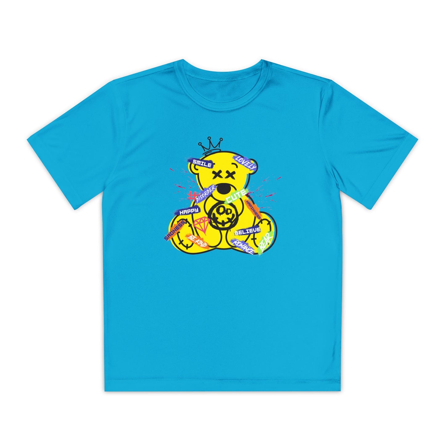 Youth Graphic Tee, Fun Casual Wear, Unique Kids T-Shirt, Sporty Style, Birthday Gift, Playdate Outfit Atomic Blue