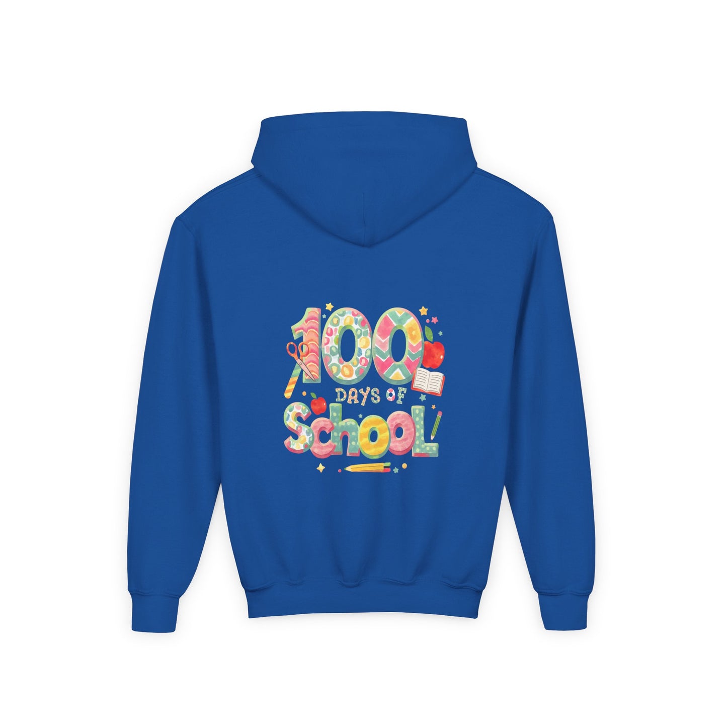100 Days of School Youth Hoodie, Colorful School Spirit Sweatshirt, Kids Celebration Hoodie, Perfect for School Events, Fun Memory Gear