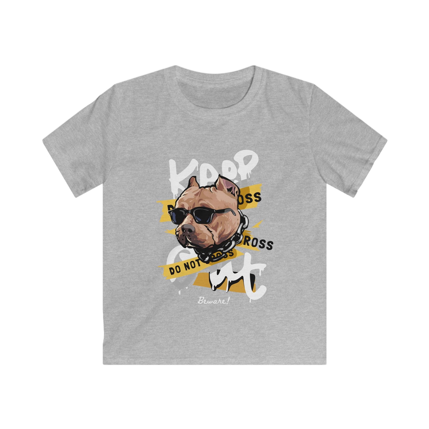 Cool Dog Graphic Tee, Kids Softstyle Tee, Fun Gift for Dog Lovers, Birthday Shirt, Unique Pet Lover Shirt Sport Grey