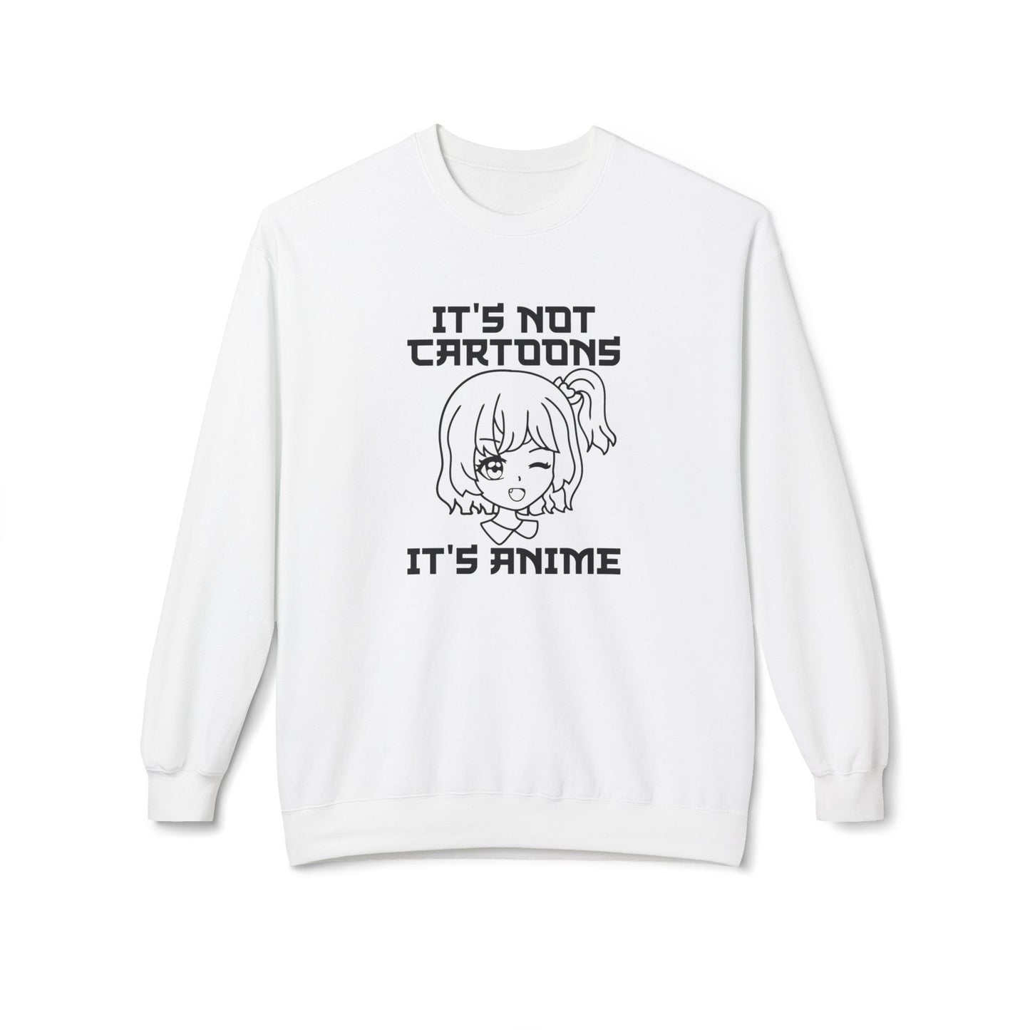 Anime Sweatshirt - It's Not Cartoons, Gift for Anime Fans, Casual Wear, Cozy Hoodie Alternative, Perfect for Conventions White