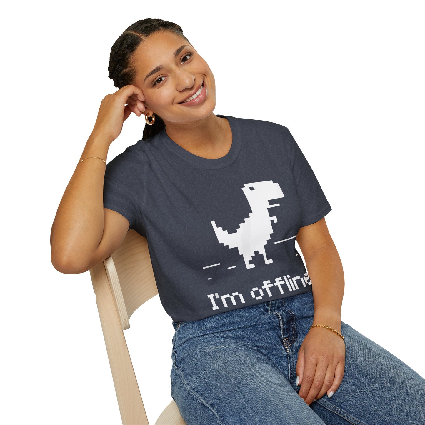 Retro Dinosaur Tee - I'm Offline T-Shirt | Perfect Gift for Gamers, Casual Wear, Retro Design, Birthday Surprise, Fun Gift