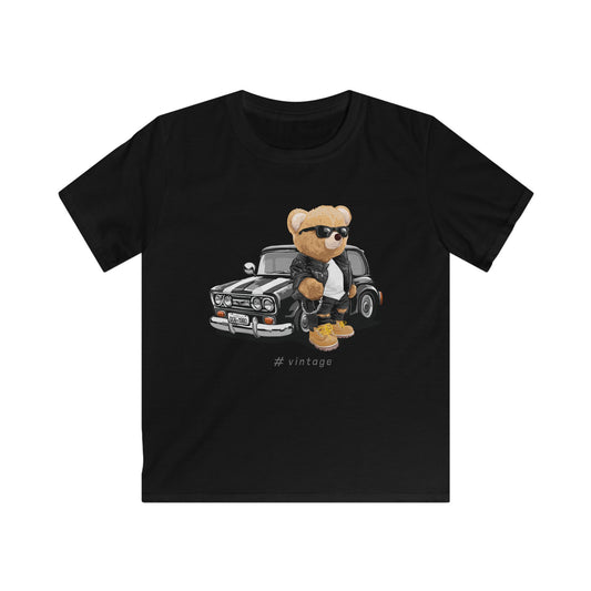 Vintage Bear Kids Tee, Trendy Child's T-Shirt, Cute Graphic Shirt, Birthday Gift, Kids Fashion, Fun Casual Wear Black