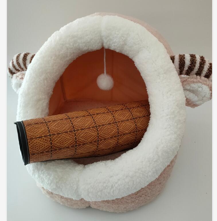 Winter pet cat house with velvet Sheep