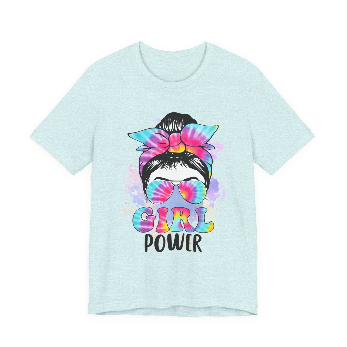 Empowering Girl Power Tee, Unisex T-Shirt for Girls, Feminist Apparel, Gift for Her, Cute Summer Top, Casual Statement Shirt Heather Prism Ice Blue