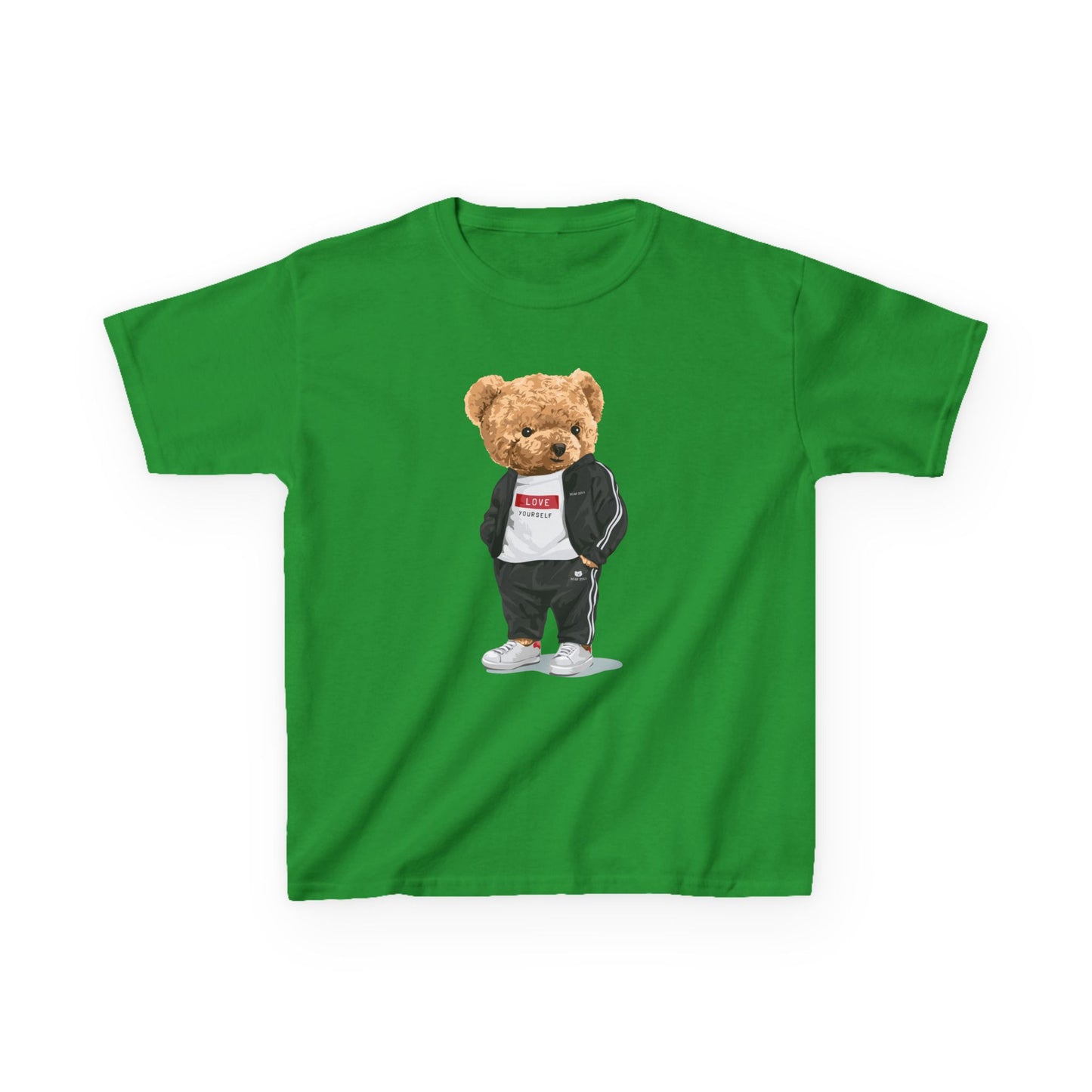 Youth Streetwear Graphic Tee - Fun Bear Design, Cool Kids T-Shirt, Summer Wear, Birthday Gift, Casual Outfit Irish Green