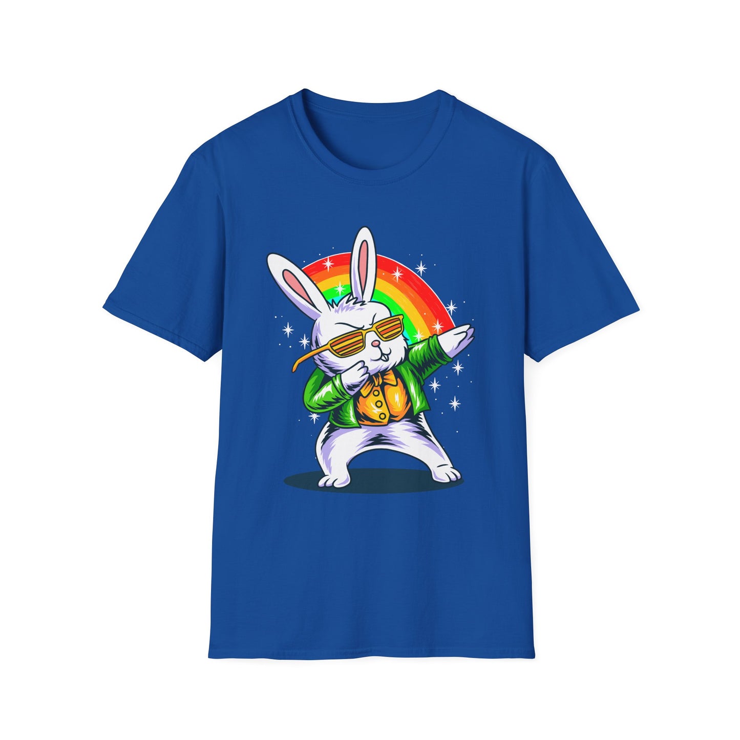 Rainbow Rabbit Cool Vibes Unisex T-Shirt, Fun Gift for Animal Lovers, Perfect for Parties, Birthdays, and Everyday Wear Royal