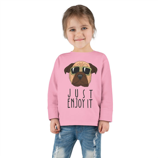 Cool Dog Toddler Long Sleeve Tee, Funny Kid Shirt, Cute Animal Tee, Gifts for Toddlers, Birthday Party Outfit, Animal Lover Apparel Pink