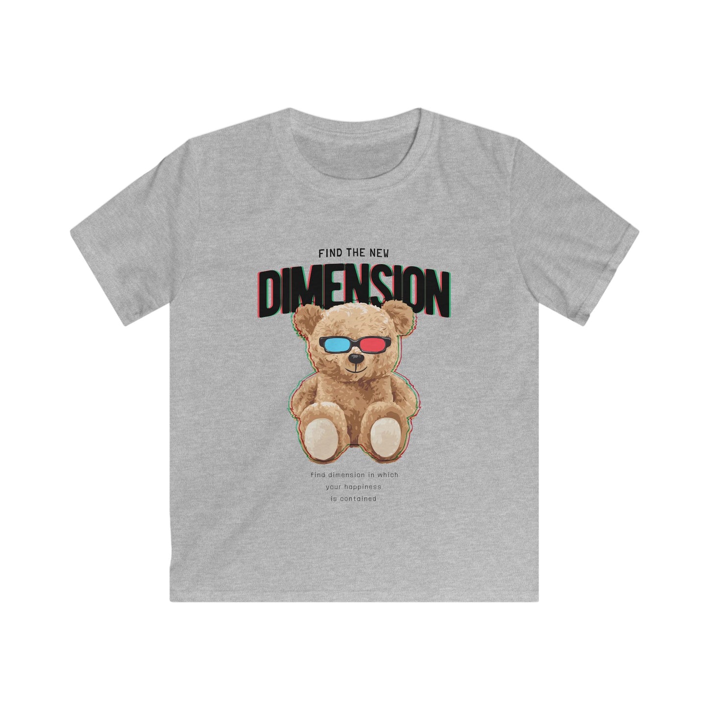 Find the New Dimension Kids Tee, Cute Teddy Bear Shirt, Fun Graphic Tee, Birthday Gift for Kids, Cool Summer Shirt Sport Grey