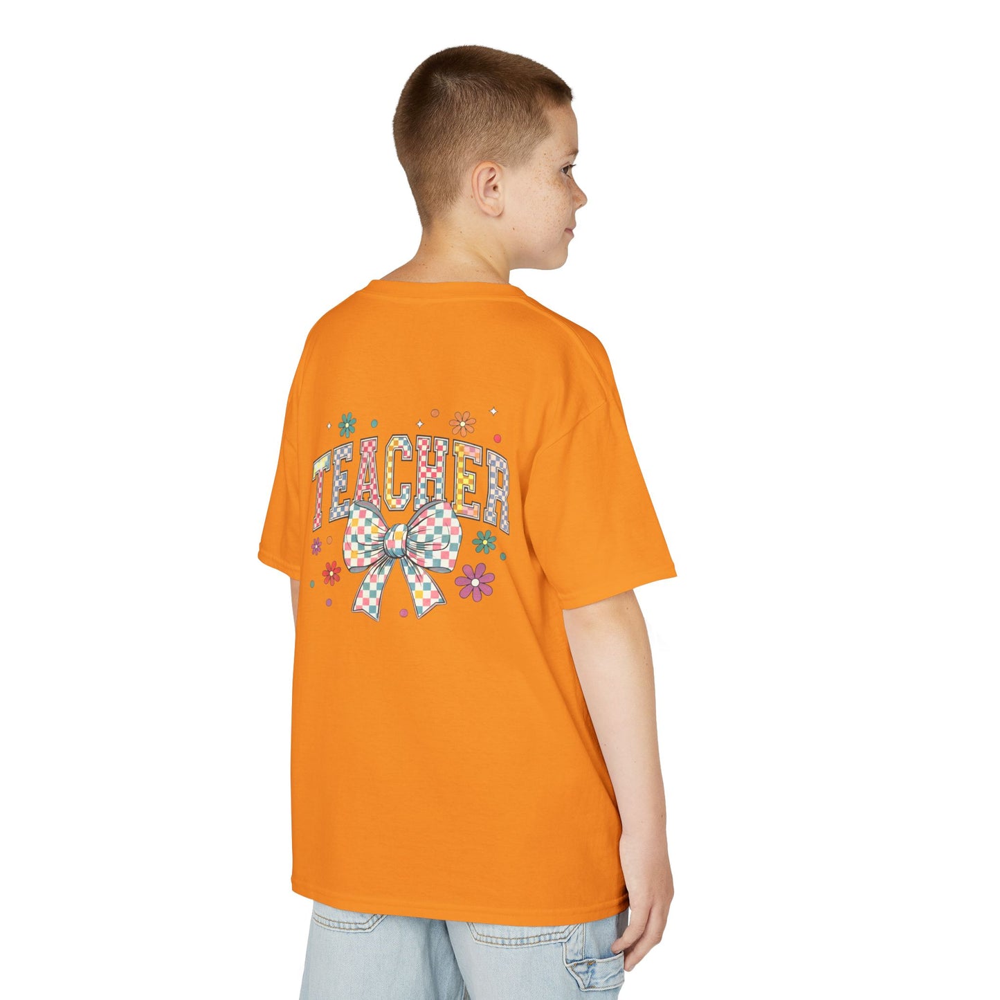 Teacher Kids Tee with Colorful Bow Design, Perfect for Back to School, Teacher Appreciation, Birthday Gift, Fun Classroom Wear