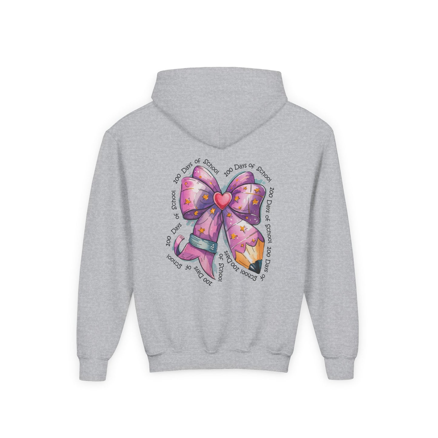 Heartfelt Bow Youth Hoodie - Cute Gift for Kids, Stylish Sweatshirt for Birthday, Back to School, Holiday, Everyday Wear