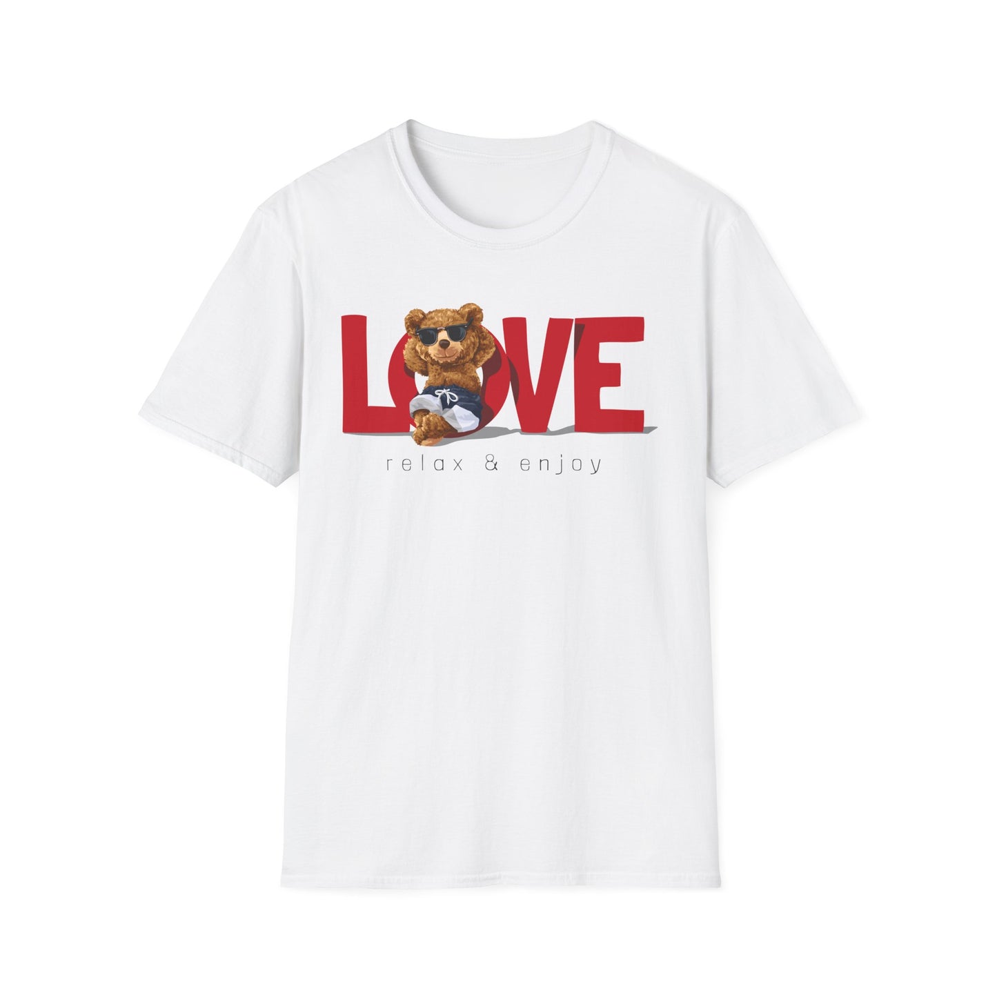 Love Bear Unisex Softstyle T-Shirt | Cute Casual Tee, Gift for Him/Her, Valentine’s Day, Birthday, Everyday Wear White