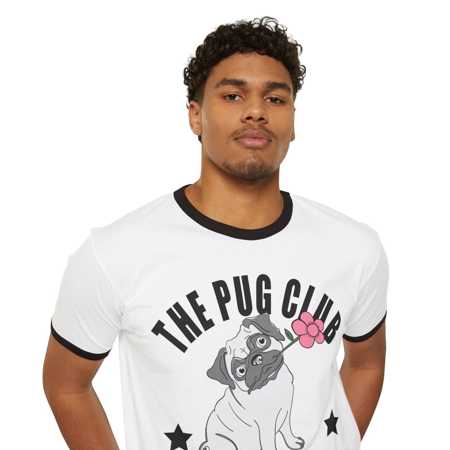 Pug Club Ringer T-Shirt, Dog Lover Gift, Unisex Pet Tee, Cute Pug Apparel, Birthday or Everyday Wear