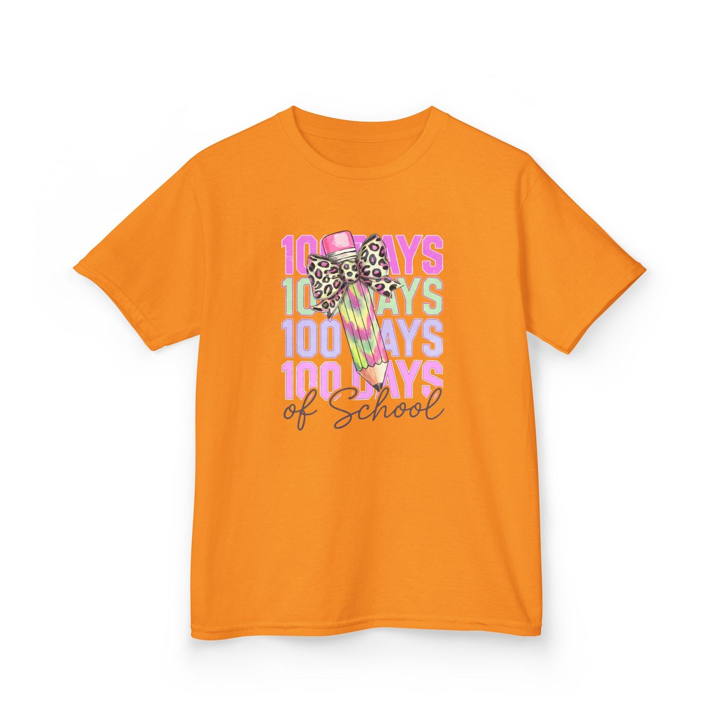 Kids 100 Days of School Tee, Fun Kids' T-Shirt, Celebration Shirt for Back to School, Kindergarten Milestone Gift, Cute Animal Print Design Tennessee Orange