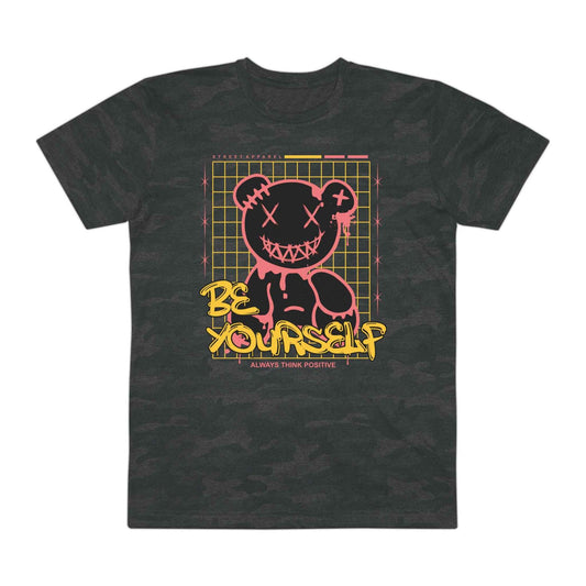 Men's Graphic T-Shirt - Be Yourself, Cool Casual Tee, Streetwear Style, Unique Gift for Him, Trendy Wear for Every Occasion Storm Camo