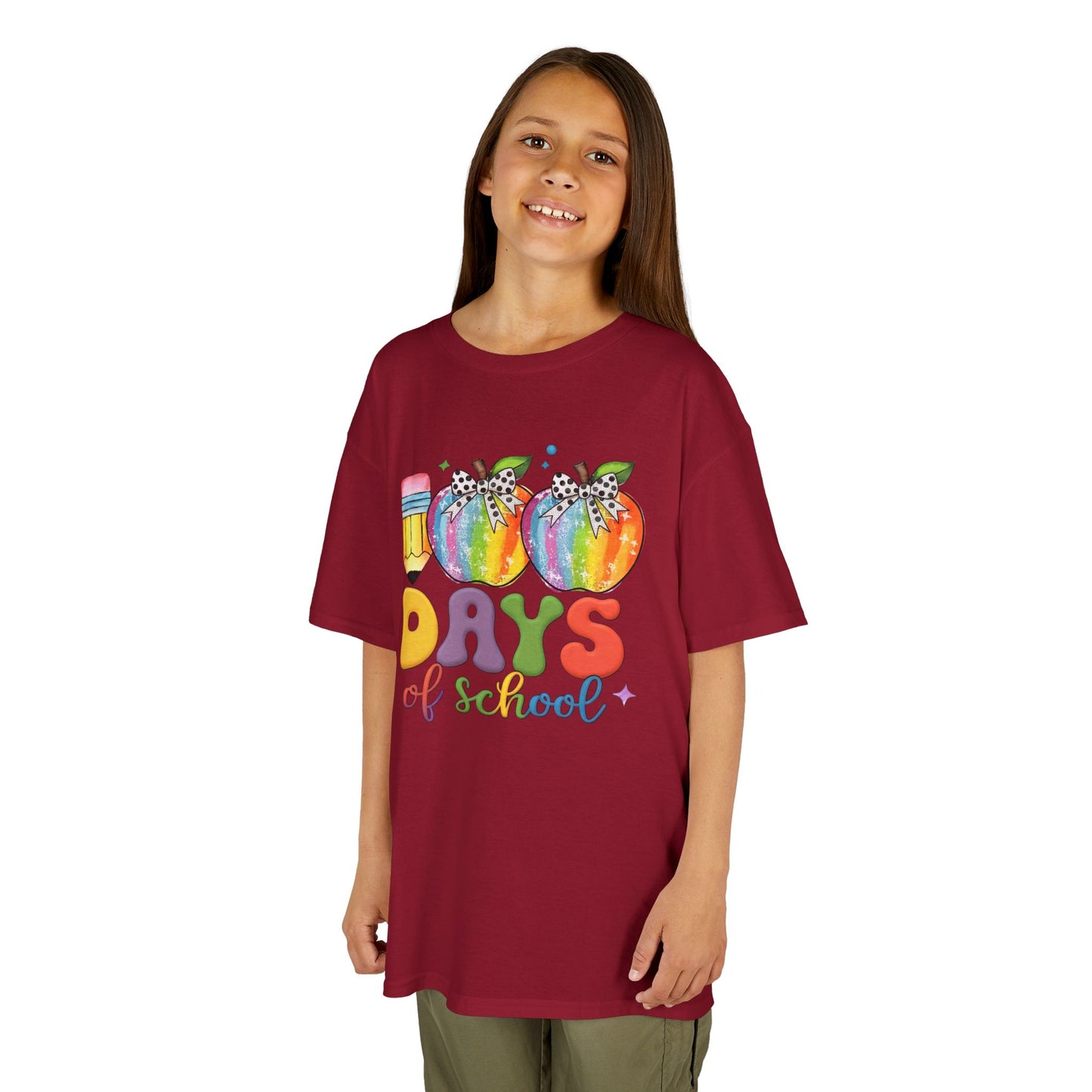 Colorful 100 Days of School Kids Tee, Fun T-Shirt, Back to School, Teacher Gift, Rainbow Design, Kid's Clothing