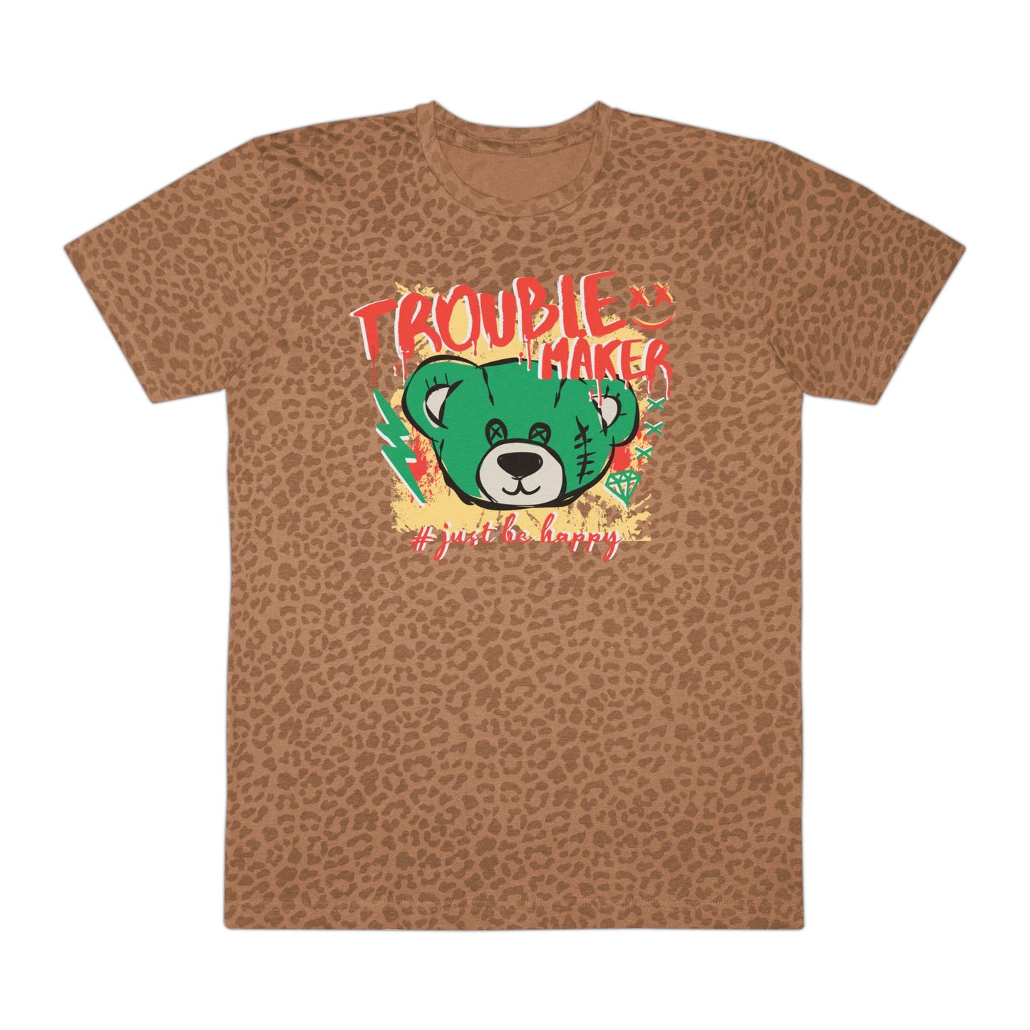 Urban Bear Graphic Tee - Trendy Men’s Jersey T-Shirt, Cool Casual Wear, Streetwear Style, Gift for Him, Unique Fashion Statement Brown Leopard