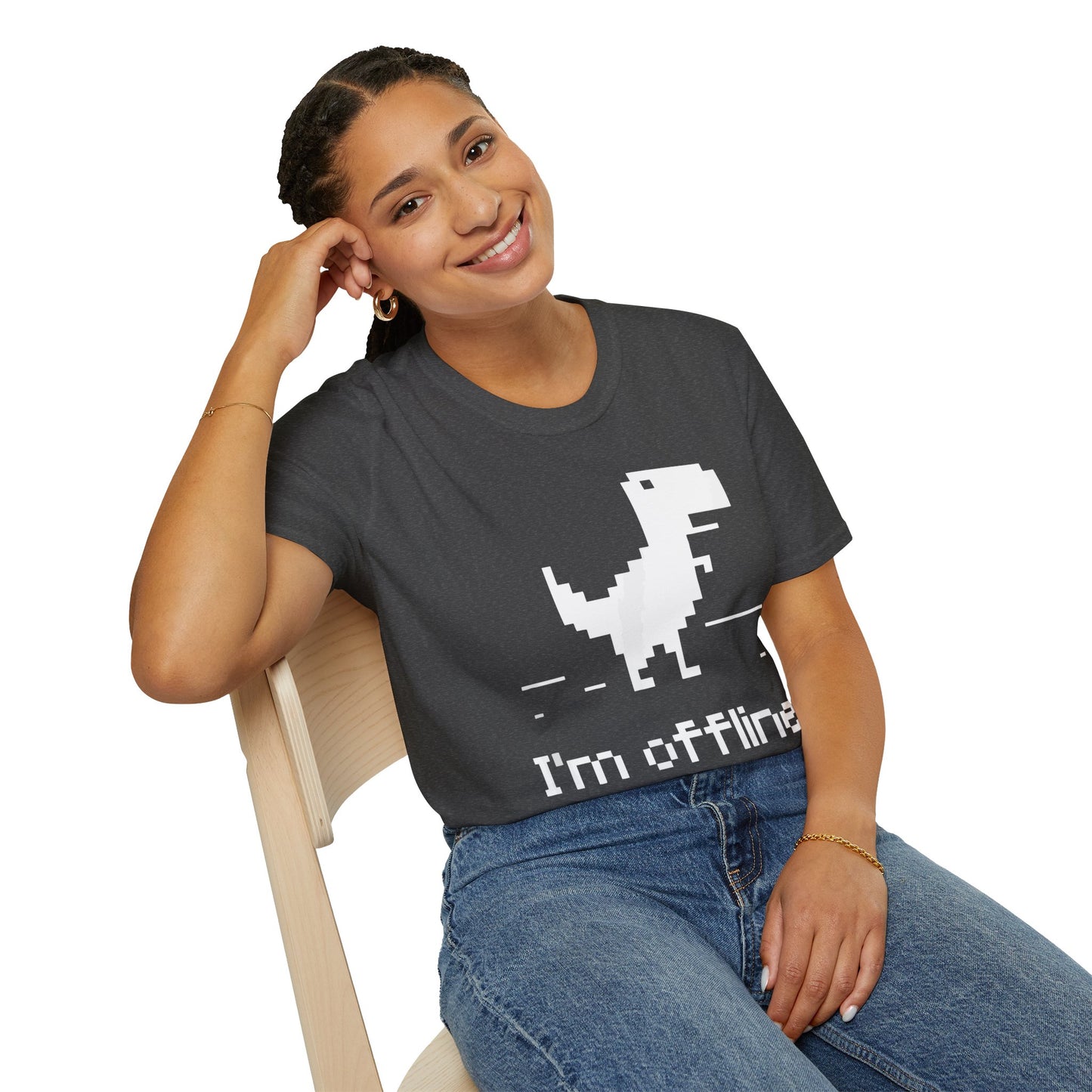 Retro Dinosaur Tee - I'm Offline T-Shirt | Perfect Gift for Gamers, Casual Wear, Retro Design, Birthday Surprise, Fun Gift