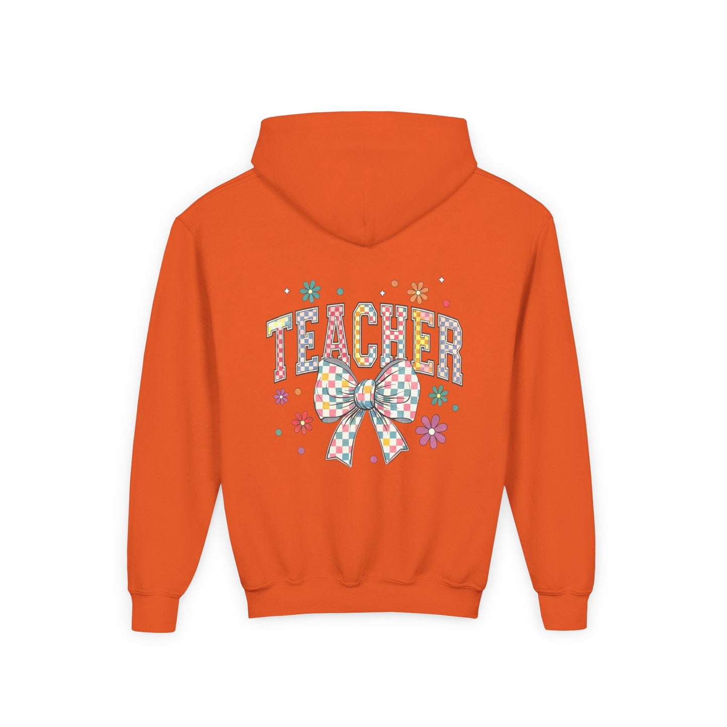 Teacher Appreciation Youth Hooded Sweatshirt - Cute Bow Design, Perfect Gift for Educators, Back to School, Christmas, Birthday