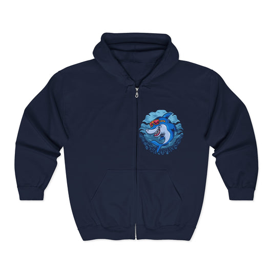 Shark-Themed Unisex Hoodie, Casual Fashion, Gift for Ocean Lovers, Perfect for Cozy Nights, Great for Beach Days, Fun Gift Idea Navy