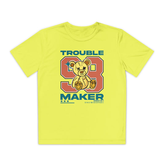Youth Trouble Maker Tee - Fun Kids Fashion, Cute T-Shirt for Boys & Girls, Perfect for Birthdays & Playdates, Great Gift Neon Yellow