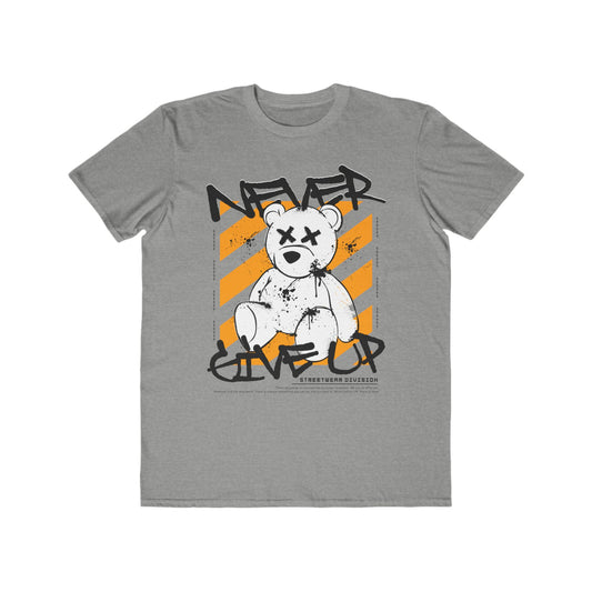 Urban Wear For Men Graphic Tee - Never Give Up, Inspirational Streetwear, Cool Gift for Him, Trendy Casual Wear, Fitness Motivation Shirt Heather Grey